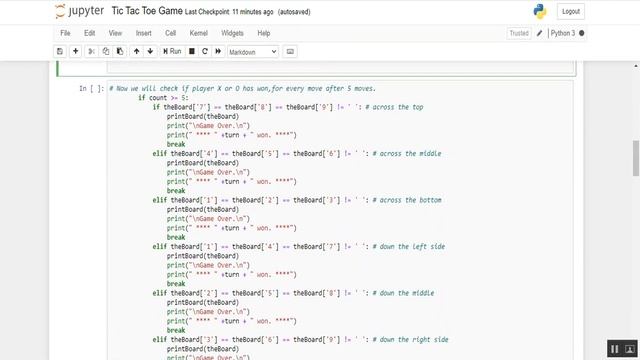 Create TIC TAC TOE Game in Python using Python 3 jupyter notebook | Ahsan CodeBytes