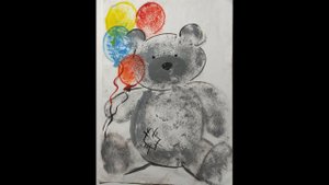 Рисунок медвежонка в нестандартной технике