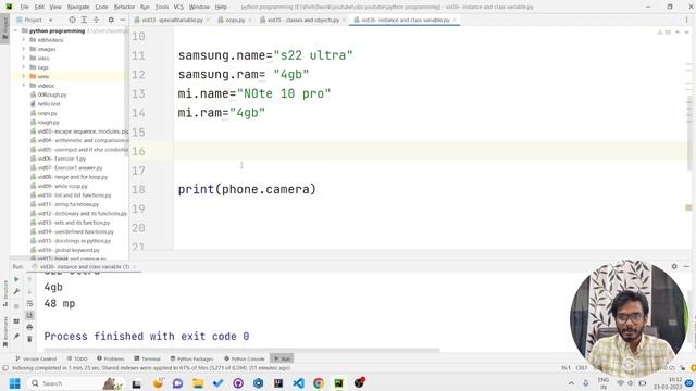 Instance and class variables | 36 | Basic python programming
