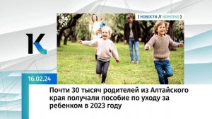 Почти 30 тыс. родителей в Алтайском крае получили пособие по уходу за ребенком в 2023 году