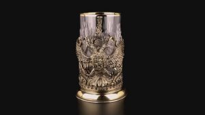Подстаканник Герб России (Латунь, хрусталь)