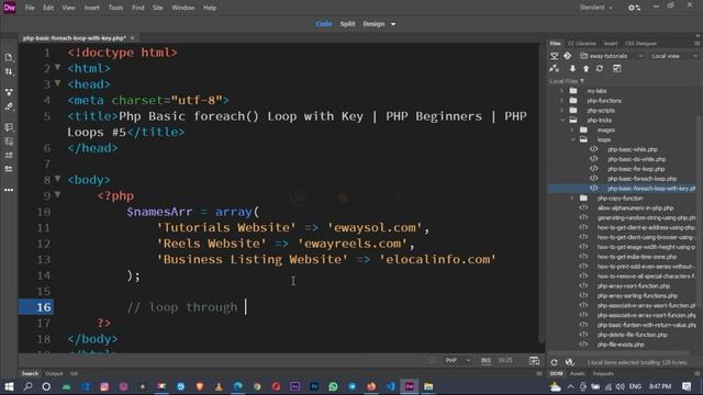 Php Basic Foreach Loop with Key | PHP Beginners Tutorial | PHP Free Scripts | PHP Loops #5 | eWaySo