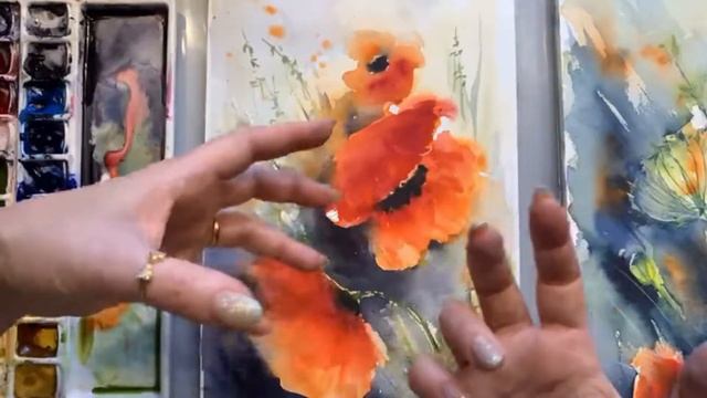 Мастеркласс маки акварелью. Уроки рисования на моём канале.