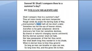 Sonnet 18: Shall I compare thee to a summer’s day? BY WILLIAM SHAKESPEARE. Line by line explanation