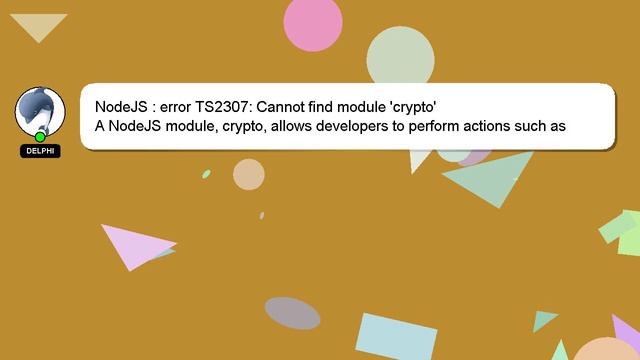 NodeJS : error TS2307: Cannot find module 'crypto' смотреть онлайн