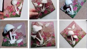 Объемная раскраска - картинка ГРИБЫ из ваты