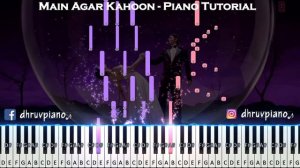 ♫ Main Agar Kahoon (Om Shanti Om) || 🎹 Piano Tutorial + Sheet Music (with English Notes) + MIDI