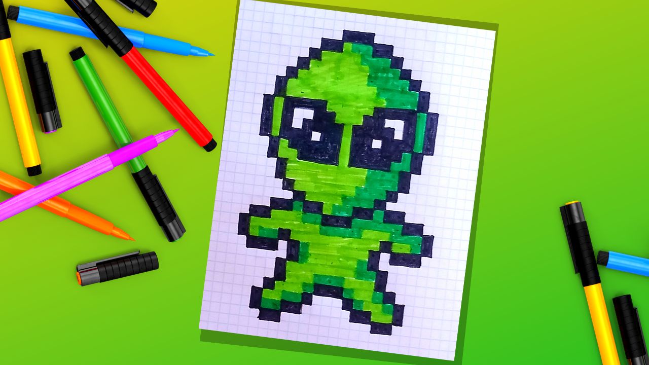 Как по клеточкам нарисовать пришельца #рисуемпоклеточкам #рисуеминопланетянина #инопланетянин смотреть онлайн