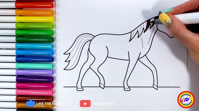 How to Draw a Horse for Kids Easy Step by Step ? Horse Drawing and Coloring Page for Kids смотреть онлайн
