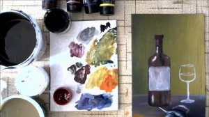 Художники от слова ХОРОШО! Натюрморт с бутылкой вина. Акрил (гуашь, масло).