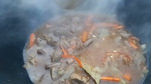 БИГУС из квашеной капусты в казане на костре