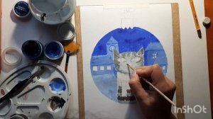 Рисуем гуашью Новогоднюю открытку!