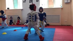 Аттестация по тхэквондо Карима на желто-зелёный пояс. Тули Дан Гун, Чи Сан и спарринг ?