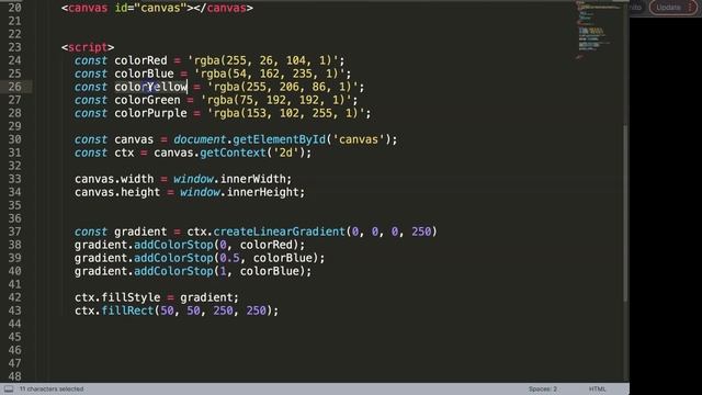 Linear Gradient Colors | Canvas API Javascript Tutorial For Beginners Part 41 смотреть онлайн