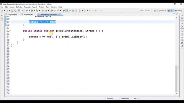 string insert in java
