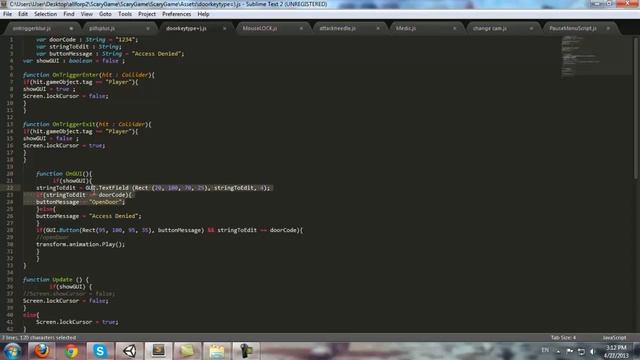 Unity3d - Кодовая дверь