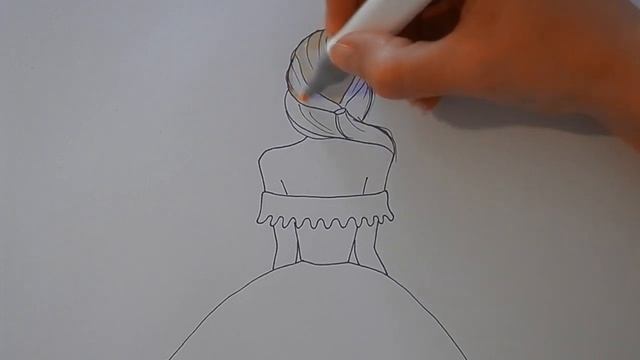 Как нарисовать ДЕВУШКУ В ГОЛУБОМ ПЛАТЬЕ, Рисуем Просто/788/How to draw a GIRL IN a BLUE DRESS