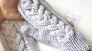 Варежки на круговых спицах с узором коса #braids_mittens