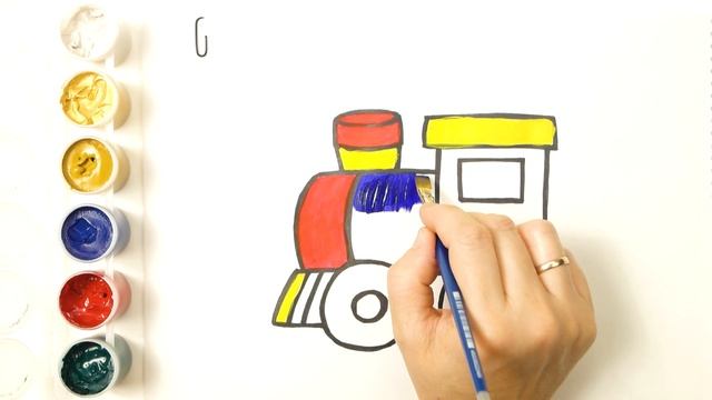 Как нарисовать ПАРОВОЗ. Мультик раскраска ПАРОВОЗИК для детей | Раскраски малышам смотреть онлайн