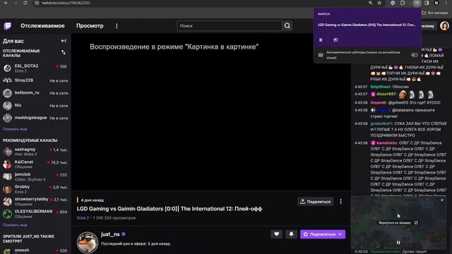 Режим картинки в картинке твич