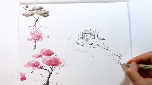 How to Draw Cherry Blossom with Pen and Markers смотреть онлайн