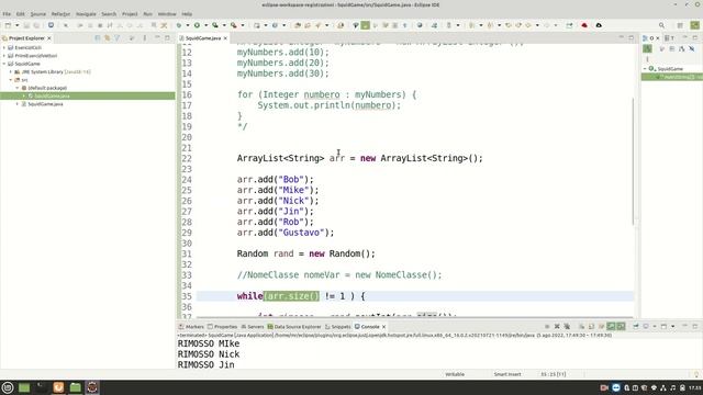 Array List Squid Game Java #java #italiano