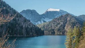 Lake Ritsa and the Caucasus Mountains in Abkhazia (Stock Footage)