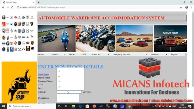 AUTOMOBILE WAREHOUSE PORTAL SOFTWARE - DOTNET PROJECT(ASP.NET)