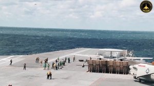 Dozens of F-18 Fighter Jets land on USS Gerald R. Ford near Ukraine border.