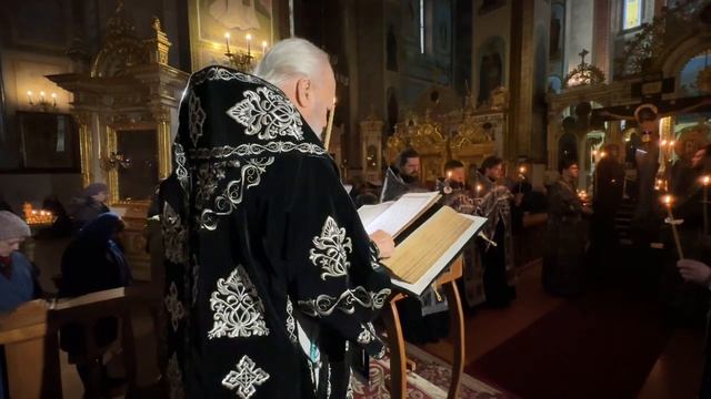 Митрополит Агафангел совершил Вечерню с чтением Страстных Евангелий и общую исповедь. смотреть онлайн