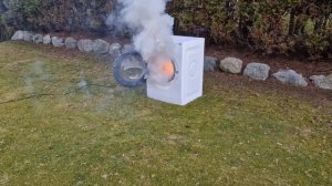 Stress test! Brand New Whirlpool Washing Machine vs Huge battery of Fireworks.