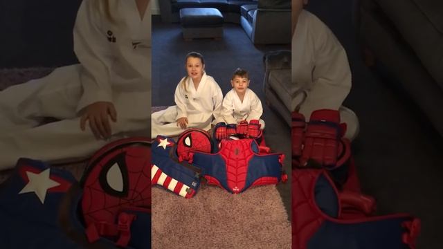 Maisie Catt and Brother Finlay unboxing Daedo Taekwondo gift part 2