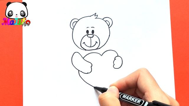 Как нарисовать МИШКУ / медведя плюшевого / с сердечком | How to draw a Teddy Bear Holding a Heart
