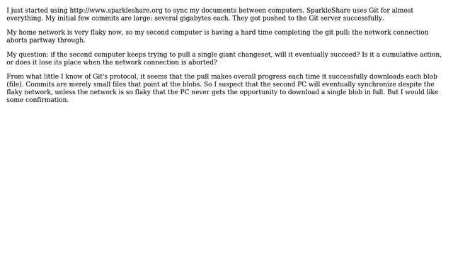 If a git pull keeps getting aborted partway through, will it eventually succeed? смотреть онлайн