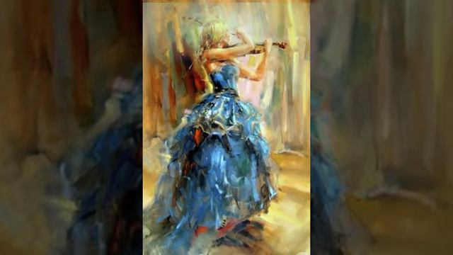 🎵🎧 Video Photo Watercolor Girl Playing the Violin “Background Mode" No CopyRight Music 🎶🎶