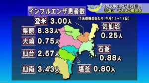 宮城県 インフルエンザ流行入り