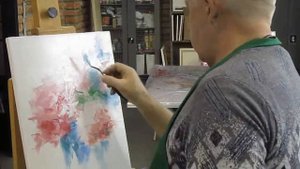 Цветы масляными красками мастихином.  Олега Рыжкова