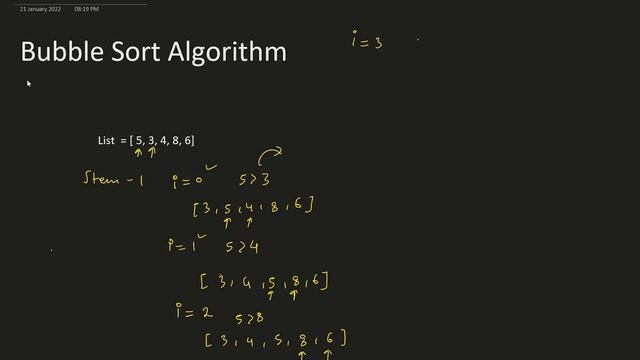 Sort in python || python list sorting using bubble sort