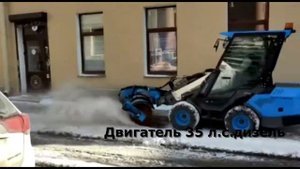 Митракс МП 635. Работа щетки на тротуарах, уборка снега ковшом.