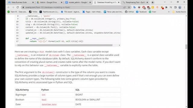 Database Modelling in Flask