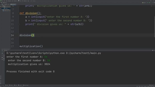 PYTHON FULL TUTORIAL ON MULTIPLICATION/ADDITION/DIVISION FULL FUNCTIONS WITH INPUTS AND IF ELSE