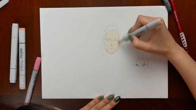 Как рисовать лицо маркерами. Урок с Астаховой Еленой. Fashion скетчинг (Fashion иллюстрация)