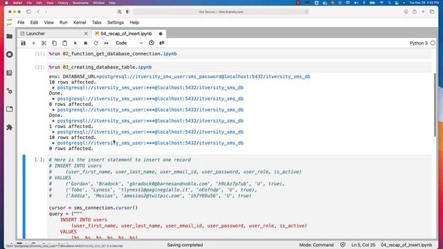 Mastering Python - Database Programming - Batch Operations - 04 Recap of Insert