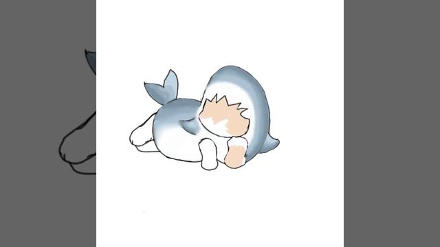 Пробую рисовать на телефоне) #art #paint #cute #cat #shark смотреть онлайн