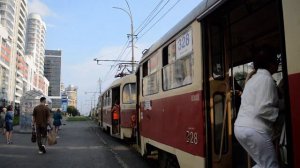 "Первый из Южки" Екатеринбургский трамвай Tatra T3SU СМЕ 328+327 Следует по маршруту №10