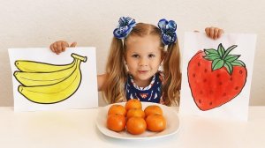 Diana Learn Fruits and Colors with Coloring Pages for Children / Finger family song