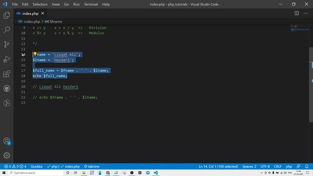 Assignments operator in PHP | PHP tutorial