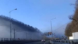 СОЧИ. Дорога Красная Поляна - Адлер зимой.Едем на машине по горной дороге.Дорога на Красную Поляну.