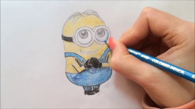 Как нарисовать Миньона цветными карандашами. How to draw Minion