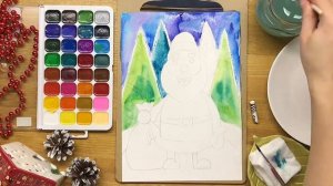 Как Нарисовать Деда Мороза акварелью. Поэтапное Рисование.Видео урок для начинающих и детей.